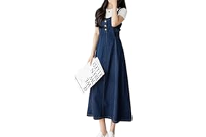 Yishengwan Damen Lange Latzkleid Jeans LatzrockTrägerrock Jeansrock Denim Overall Kleid