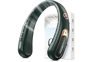 AJGVQ Ventilatore da Collo, 4000mAh Ventilatore USB Ricaricabile （Autonomia 15h）, 3 Velocità & Aria a 360°, LED Display, Silenzioso Ventilatore Portatile per Ufficio, Viaggi, Sports, Aria Aperta