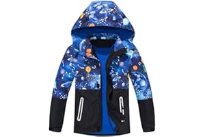 Natashas Kinder Jungen Wasserdicht Jacke Übergangsjacke Fleecefütterung Warm Atmungsaktiv Winddicht Wanderjacke Softshelljacke Outdoorjacke mit Kapuze