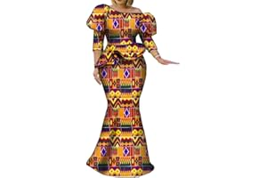 ABCWAX African Dresses for Women Traditional Ankara Kente Beautiful Print Skirt for Party Wedding