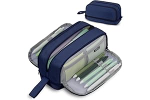 AOOSU Piórnik o dużej pojemności, piórnik, 4 przegródki z zamkiem błyskawicznym, przenośny uchwyt, piękny organizer na artykuły pa dla chłopców, dziewcząt, nastolatków, studentów, szkoły