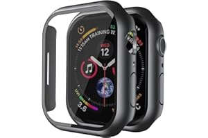 Uluck 2 Stück Hard Hülle mit Glas Displayschutz Kompatibel Apple Watch Series 9/8/7 41mm, Displayschutz Rundum Schutzhülle Schutzhülle Ultradünnes Schutz Case, Schwarz