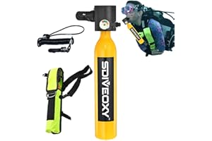 Monozoz Scuba Tank Oxygen Cylinder Pump Scuba Tank Diving Equipment Snorkeling Dive Bottle Oxygen Cylinder Scuba Diving Air Tank Set With Hand Pump Storage Bag, 0.5L