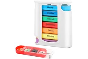 VMUTGA Tablettenbox, Tablettenbox 7 Tage mit 4 Fächer für Morgens Mittags Abends Nachts, Medikamentendose für unterwegs, Seniorenfreundliche Pillenbox