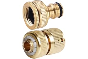 Tesmotor Garden Hose Brass No-Leak Connector Fitting, Female & Male Quick Connector Fitting