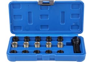 EJOYOUS Kit de Reparación de Roscas de Bujías de 16 Piezas M14 X 1,25 Mm, Juego de Tapas de Bujías, Kit de Herramientas de Reparación de Roscas de Bujías de 14 mm X 1,25, Grifo M16 con Carcasa Portátil