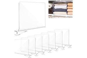 DIIDA 8 Stück Transparente Acryl-regaltrenner, Multifunktionaler Regaltrenner Kleiderschrank, 30x20cm Kleiderschrank Trenner, Kleiderschrank Trenner für Schlafzimmer Küche Schränke und Organisation (8)