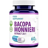 Hepatica Bacopa Monnieri (Brahmi) 8,000 mg Equivalent | Leaf Extract 20:1 400 mg | 120 Vegan Capsules | Ayurvedic Herb | GMP