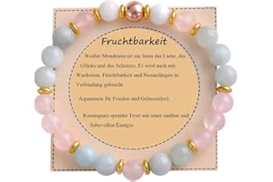 UEUC Heilstein-Perlenarmband für Frauen, Armband mit natürlichen Edelsteinen, Gleichgewichtsschutz, spirituelles Kristallperlenarmband zur Angstlinderung mit Bedeutungskarte