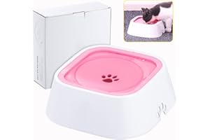 Coptiner Wassernapf für Hunde, Haustier Auslaufsicherer Wassernapf 1L Langsame Trinknapf Wasserspender für Katzen Haustiere Hochwertig ABS Dog Water Bowl Kein Verschütten Anti-Splash Hundenapf (Rosa)