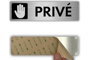 LEIASA | Panneau Adhésif Privé - 5x18 cm - Épaisseur 0,8 mm - Aluminium - Panneau Zone Privée - Signal Accès Restreint - Autocollant 3M - Espace Exclusif - Signal privé