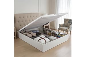 ROYAL SLEEP Canapé Abatible de Madera | 135x190 | Montaje y Retirada de Usado Incluido | Gran Capacidad | Tapa 3D Transpirable | 32 cm | Color Blanco | Space Bed