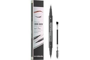 KALOEY Microblading Eyebrow Pen - Waterproof 2-in-1 Dual-Ended Eye Brow Pen with 2-Fork-Tip Brow Pen and Precise Brush Create Natural Looking Defined Eyebrows Last All Day
