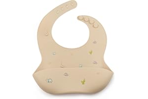 J. BØRN J.Børn Silicone Baby Feeding Bibs | Hand-Painted Designs On Silicone Bib | Waterproof Baby Bibs | Easy To Clean Baby Weaning Bib | 4 Adjustable Sizes with Deep Front Pockets
