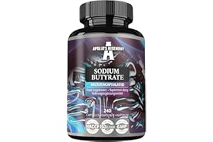 ‎APOLLO'S HEGEMONY Sodium Butyrate Hochdosis 580 mg (30% Buttersäure), 240 vegane Kapseln, 240 Tage Vorrat, Natriumbutyrat Supplement - von Apollo's Hegemony