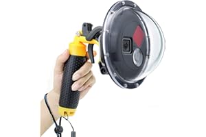 GEPULY Dome Port Objektiv für GoPro Hero 5 6 7 Black Hero (2018), Dome Port mit wasserdichtem Gehäuse, Trigger, schwimmender Handgriff, eingebautem umschaltbarem Rotfilter und 10x Makrofilter