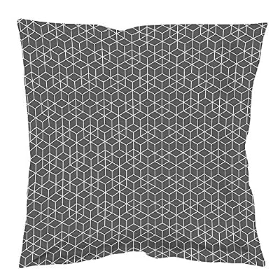 Douceur d'Intérieur OPTIC Taie Oreiller Volant Plat Coton Anthracite/Blanc 63 x 63 cm