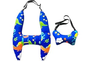 ‎IVTIVFU Ivtivfu H-Shape Car Headrest Kids (Blue Dinosaur) - Travel Pillow for Kids Suitable as Sleeping Pillow and Neck Pillow in Car Car Pillow for Stable Support on Long Drives
