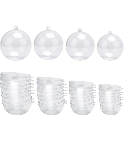 30 Boules Plastique Transparentes à Remplir – 4 Cm, 5 Cm, 6 Cm – Idéales Noël, Mariage & Déco Artisanale