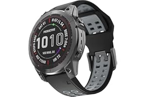 ISABAKE 22 mm Bracelets de Remplacement pour Fenix 7/Fenix 5 Plus/Fenix 5/Fenix 6/Fenix 6 Pro/Epix/Forerunner 935/945/Approach S60/Quatix 5, Bracelet Sport en Silicone Bicolore de 22mm,Hommes/Femmes