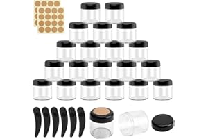 Boisbresil 20 Stück Leere Cremedosen Cremegläser mit Deckel 40ML Transparent Kunststoffbehälter Klein Kosmetikdosen Mini Kosmetikgläser Behälter Probendöschen Reise Flasche (6 Minispateln/24 Etikett)
