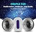 Produktbild Hebey Couple Fan Mini-Ventilatoren für den Schreibtisch, tragbar, Taschenformat, einstellbar, USB-Anschluss, geräuscharmer Betrieb, mit LED-Beleuchtung, 2 Gebläse, um 360° drehbar, 3 Geschwindigkeitsstufen, faltbar, wiederaufladbar, Akku-Typ 18650, für Zuhause, Büro, Küche, Outdoor-Bereich, Reisen