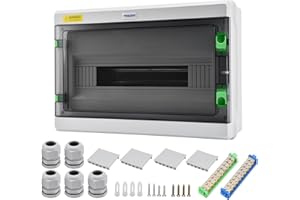 Mollom 18 Way HA Series Power Distribution Box with Bus Bars and Din Rail for Miniature Circuit Breaker MCB,Waterproof IP66,Solar Power Distribution Panel for Indoor and Outdoor Use