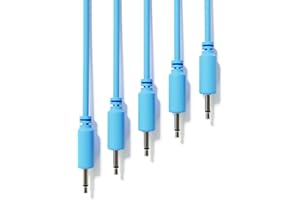 ExcelValley - 5-Pack - Cables de Conexión Mono Modulares - TS 3,5mm 1/8" Eurorack Sintetizador [Azul - 30 cm - 12"]