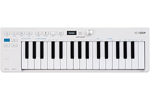 Arturia - Keystep MK2 - Portable MIDI Controller, Sequencer and Arpeggiator - 32 Slimkeys, OLED Display, Polyphonic Step Sequencer, 16-Mode Arpeggiator, CV-Compatible - White