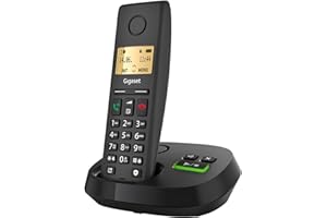 Gigaset Pure 220A - Téléphone DECT sans Fil avec répondeur - Blocage d’Appel et Fonction Mains Libres - Répertoire 80 Contacts, Noir Anthracite [Compatibilité avec DE, IT, FR, NL, Che, AUT]