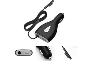 SUPERNIGHT Surface Pro Surface - Cargador de coche para ordenador portátil Microsoft Surface Pro (2017) Surface Book, Pro 3 Pro 4 con puertos USB 5 V 2.1 A, carga rápida para tableta o smartphone (70 W)
