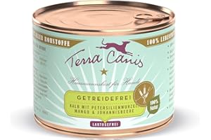 Terra Canis Veau, Racine de Persil, Mangue et Cassis, Nourriture Humide sans céréales, 200 g, Nourriture pour Chien de qualité Alimentaire 100% de qualité Alimentaire, Toutes Les matières premières,
