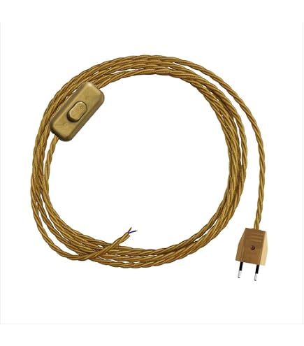 Creative Cables - Cavo Per Lampada Con Interruttore E Spina | Cablaggio Effetto Seta Argento 1,8 M - 4