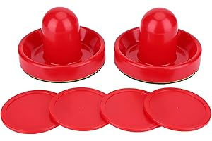 plplaaoo Accesorios de Repuesto para empujador y Disco de Hockey de Aire, 2 empujadores de Hockey de Aire y 4 Discos Rojos, Mangos de portería, Accesorios de Repuesto para mesas de Juego