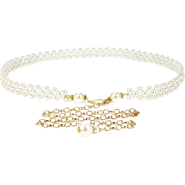 Ceinture Chaîne Perles Dorée Réglable - Accessoire Femme Pour Robes, Jeans - Élégant Et Festif