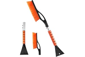 ihaspoko 26 Inch Snow Brush and Ice Scraper, Snow Removal Tool with Ergonomic Foam Grip for Cars, SUVs, Windshield (Heavy Duty ABS, PVC Brush)
