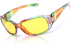 LVIOE Lunettes de conduite de nuit anti-reflets pour femmes avec verres jaunes polarisés Lunettes de vision nocturne