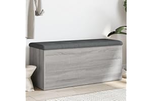 Willood Sitzbank mit Stauraum, Bank Gepolstert Sitzhocker Schuhbank, Truhenbank Polsterbank Aufbewahrungsbox für Wohnzimmer Flur, Grau Sonoma 102x42x45 cm Holzwerkstoff