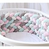EXQUILEG 2.2m Doux Tour de lit Bébé Coussin Serpent Coussin Tressé pare-chocs Velours Bébé Protection Chambre Décor (Blanc gr