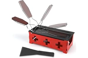 VENGA AMIGOS Juego de Raclette Mini Raclette de Queso Fundidor de Queso con Espátula de Silicona Raclette de Queso Antiadherente de Acero al Carbono para Derretir Queso Chocolate Mantequilla(Rojo)