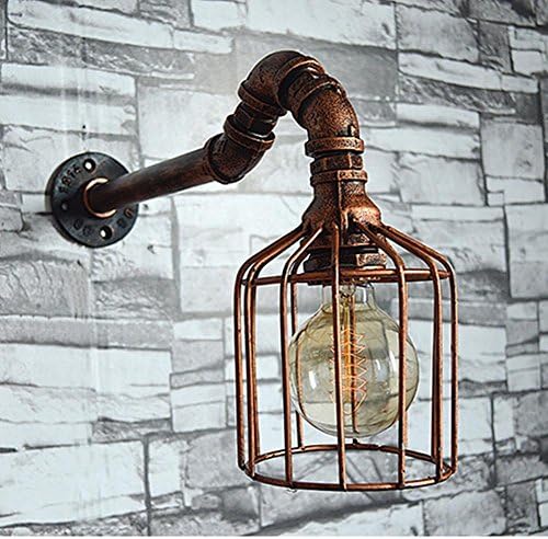 Iron Bird Cage Retro Wall Lamp European Metal Pipe Lamp Handmade Pipe Lamp Industrial Wind Wall Lamp (88 * 13 * 27Cm)
