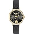 Versus Versace Mar Vista Crystal Collection Luxury Womens Watch Timepieces with a Black Bracelet and Dial Featuring a Gold Case, Black, OS, Versus Versace | Mar Vista Crystal