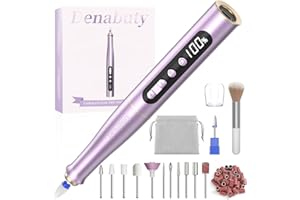 Denabuty Trapano elettrico senza fili per unghie, 13 in 1, kit di lime per unghie 35000 giri/min, professionale, portatile, ricaricabile, per rimozione di gel acrilico, manicure e pedicure, set con 5