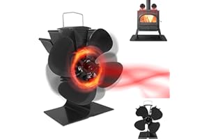YUENFONG Wentylator kominkowy bez prądu, kominek, pieców na drewno, wentylator z 4 łopatkami, wentylator do pieca opalanego drewnem, kominka (czarny)