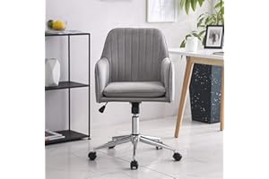 Hironpal Ergonomic Office Chair for Home,Velvet Desk Chair Swivel Chair with Armrests and Back, Vanity Chair with Tilt Function Height Adjustable Grey