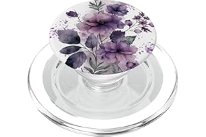 PURPLE FLOWERY WATERCOLOR FOR WOMEN & GIRLS CO Lila Lavendelblüten Blätter Blumen Floral Girly PopSockets PopGrip für MagSafe