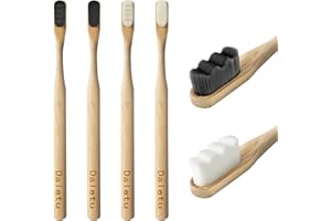 DALETU Nano Brosse à Dent Bambou Paquet de 4 avec 20,000 Poils Extra Doux Naturels Biodégradables Forte Capacité de Nettoyage, Adapté aux Personnes Ayant des Gencives Sensibles Enfants et des Adultes