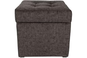 postergaleria Taburete tapizado de 45 x 45 cm, Color marrón, Asiento Suave, Plegable con Espacio de Almacenamiento (50 l) soporta una Carga de hasta 100 kg, Trenzado, Taburete para salón, Dormitorio