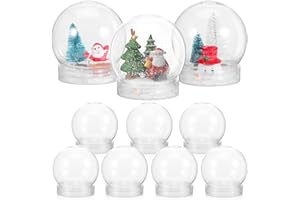 HOMOYOYO 10 Pieces DIY Snow Globe, 2.7 Inch Clear PET Plastic Christmas Water Globes with Screw Off Cap for DIY Crafts Christmas Decoration