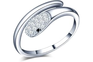 Yumilok pierścionek w kształcie węża srebro próby 925 pierścionek dla kobiet dziewcząt regulowany pierścionek z pudełkiem, rozmiar L-R